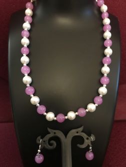 White and Lavender Necklace and Earrings Set